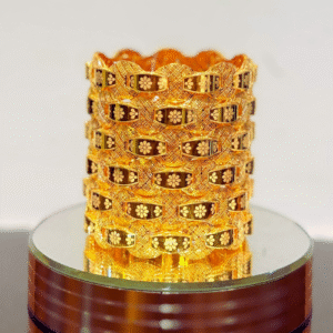 Regal Blossom 22K Gold Floral Wide Cuff Bracelet