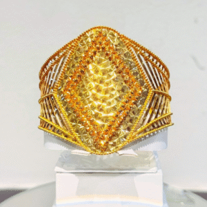 22K Majestic Diamond Motif Gold Cuff Bracelet